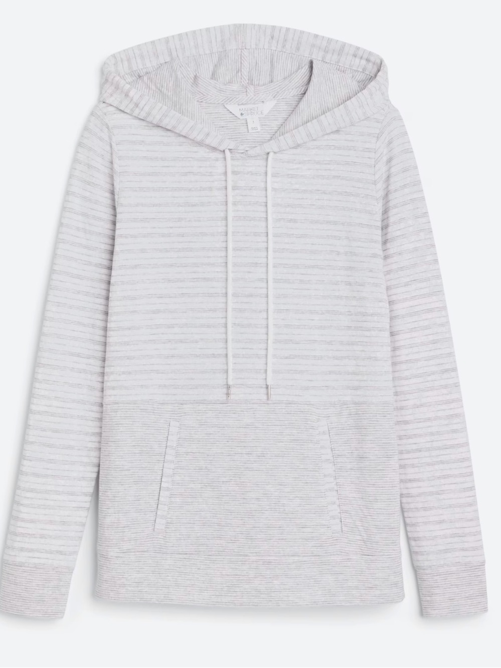 Market & Spruce LS Seamed Double Knit Gray Stripe Pullover Hoodie XL